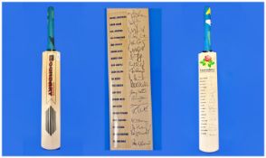 Lancashire 1980-90`s County Cricket Club Autographed Cricket Bat. Signatures include: Mike