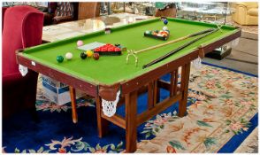 Large Modern Billiard Table, with six string ball pockets, each accommodating two balls, fitted