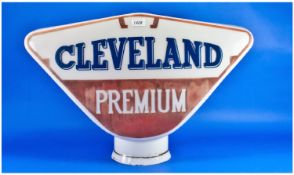 Cleveland Premium Petrol Pump Globe, Opaque White Glass, Blue Lettering And Red Border, Height 16½