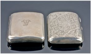 Edwardian Small Silver Fancy Cigarette Case, with engraved floral decoration, 66.5 grams. Hallmark