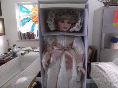Large Alberon Porcelain Doll `Fleur`, limited edition 896 of 1000 pieces, with stand, certificate