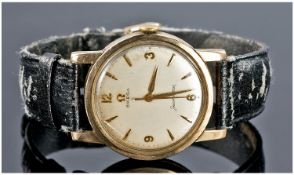 Gents 9ct Gold Omega Seamaster Wristwatch, 33mm Case With Champagne Dial, Gilt Numerals And Center