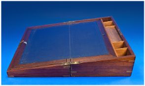 Edwardian Mahogany and Brass Mounted Writing Slope With Fitted Interior. 5.5 inches High. 17 inches