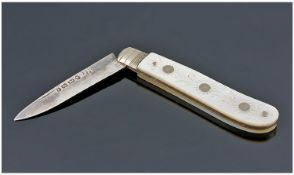 Mother Of Pearl Handled Victorian Fruit Knife, With Silver Hallmarked Blade