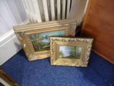 Collection of Six Various Oil on Canvas Paintings, late 20th century, depicting marshland, lakeland