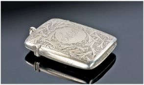 Victorian Good Quality Hinged Silver Vesta Case with embossed decoration. Hallmark Birmingham 1897.