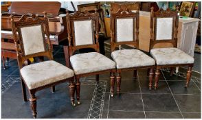 Set of Four Late Victorian Oak Dining Chairs, made by S.J. Waring & Sons Ltd, each chair with