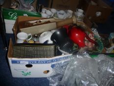 Box of Misc Ceramics, including studio pottery, Cloisonné Sylvac, etc.