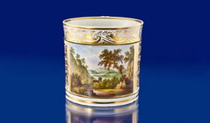 A Fine Derby Porter Mug Painted By William Cotton with a view near Naples. Circa 1820-25. 4.5`` in