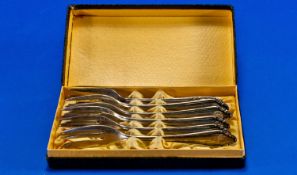 Six SS Cased Dessert Forks.