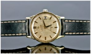 Omega Two Tone Constellation Datejust Automatic Gents Wrist Watch with fitted leather strap.
