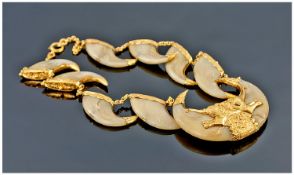 Late Victorian Tiger Claw Necklace, Mounted In High Carat Gold, Probably By Indian Goldsmiths In