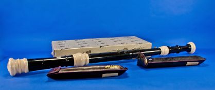 Aulos Model No 309 Treble Recorder Together With Model 209 Alto And A Large Tenor Recorder