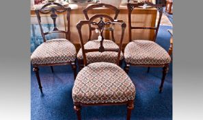 Harlequin Set of Four Mid Victorian Walnut Side Chairs, all with differently designed backs, two