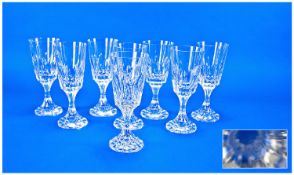 Baccarat Fine Cut Crystal Set of Eight Claret Glasses. ` D `Assas ` Design 1981-1991. Baccarat