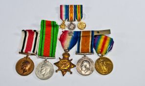 A Collection Of World War I and II Military Medals. 1914 star, 1914-1918 silver medal, 1914-1919