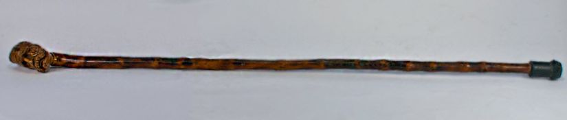 Novelty Walking Cane With Figural Head Showing Field Marshal Earl Kitchener, Length 34 Inches.