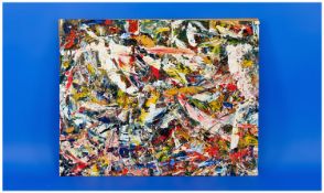Jean-Paul Riopelle (1923-2002) Attributed Painting On Canvas, Abstract, Untitled Composition.