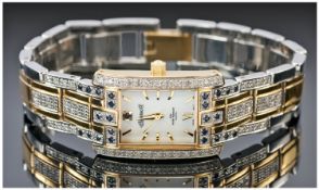 Ingersoll Ladies Diamond and Gems watch, rectangular, with Mother of Pearl face, sapphire at 12.