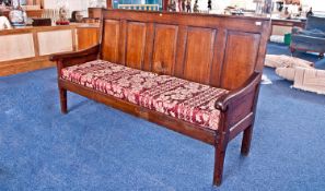 Georgian Oak Settle, possibly made up from earlier parts, with panelled back with five raised and