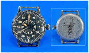 Rare World War II German Luftwaffe Military Pilot`s Navigational Wristwatch. 22 jewel manual wind