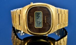 Gents Tissot Quartz Digital Wristwatch Gilt/Stainless Steel Case And Bracelet Strap, Marked Tissot