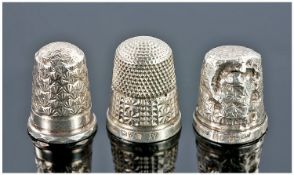 Three Silver Thimbles, All Fully Hallmarked.