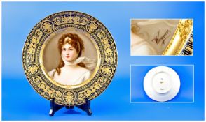 Royal Vienna 19th Century Very Fine Hand Painted Signed Cabinet Plate of a young noble woman called