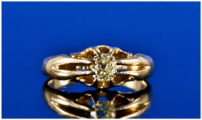 18ct Gold Diamond Solitaire Ring, Set With An Old Cut Diamond, Stamped 18ct, Estimated Diamond