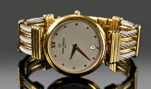 Michel Herbelin Dress Watch, Silver Speckled Dial With Gilt Numerals & Hands, Date Aperture At Six