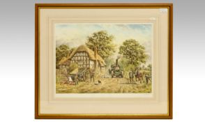 John L. Chapman, Pencil signed, fine art coloured print. Country Side ``Farmyard Scene``. Mounted