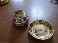 Royal Crown Derby Table Top Lighter and Pin Dish. Pattern no 1128.