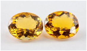 Loose Gemstone, A Pair Of Orange Citrines, Approx 22ct Total Weight.