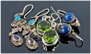Four Pairs Of Silver Stone Set earrings