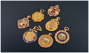 A Collection Of 1920`s/1930`s 9ct Gold Medals For Various Sports. Includes football, cricket, bowls