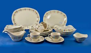 Midwinter Modern Fashion Shape `Cherokee` Pattern Dinner Set and Tea Ware comprising 2 various meat