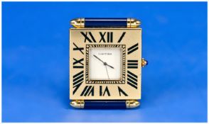 Cartier Quartz Gold Plated Alarm Travellers Clock no 890901949. 2.25 inches high.