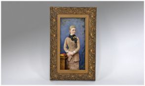 Very Fine KPM Berlin Porcelain Plaque, a three-quarter length portrait of a 19th century young