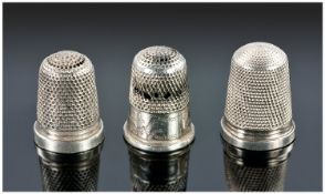 Three Silver Thimbles, Two Fully Hallmarked.