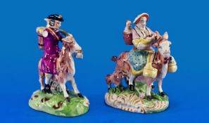 Walton Early 19th Century Pair Of Figures circa 1820`s. `Tailor and his wife`, Arm missing to