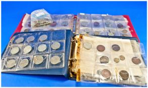 Two Albums Of Mixed Coins, Mostly English Mid 20thC. Some Pre 1947 Silver