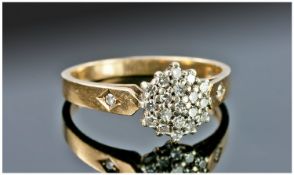 9ct Gold Diamond Cluster Ring, Fully Hallmarked, Ring Size N