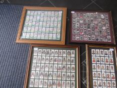 4 Sets Of Framed Cigarette Cards. Various subjects: American, Indians, footballers and tennis