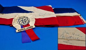 Sir Matt Busby Signed Union Jack Flag  Obtained From The Vendor In 1973 Who Went To See England