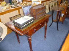 Victorian Side Table, fitted with single drawer to front and dummy drawer to back, raised on turned