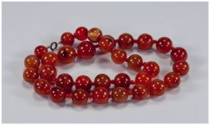 Hardstone Bead Necklace, 23 Inch Cornelian Necklace, Approx 15mm Diameter Beads,  Possibly