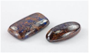 Two Australian Boulder Opals Showing Flashes Of Purples And Blues, Approx 35cts Total Weight.