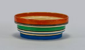 Clarice Cliff Hand Painted Bowl. `Liberty stripe` pattern. Circa 1929-1934. 2.5`` in height, 6.5``