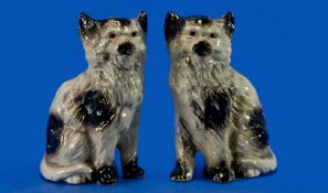 Pair of Ceramic Fireside Dog Figures, in cream and black, in a sitting position, approximately 7