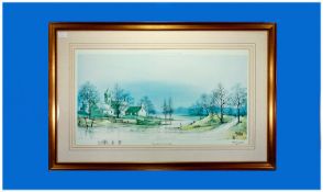 Folland Print ``Rivers Hamlet`` with remargue in border. Approximately 16.5x30.5 inches.